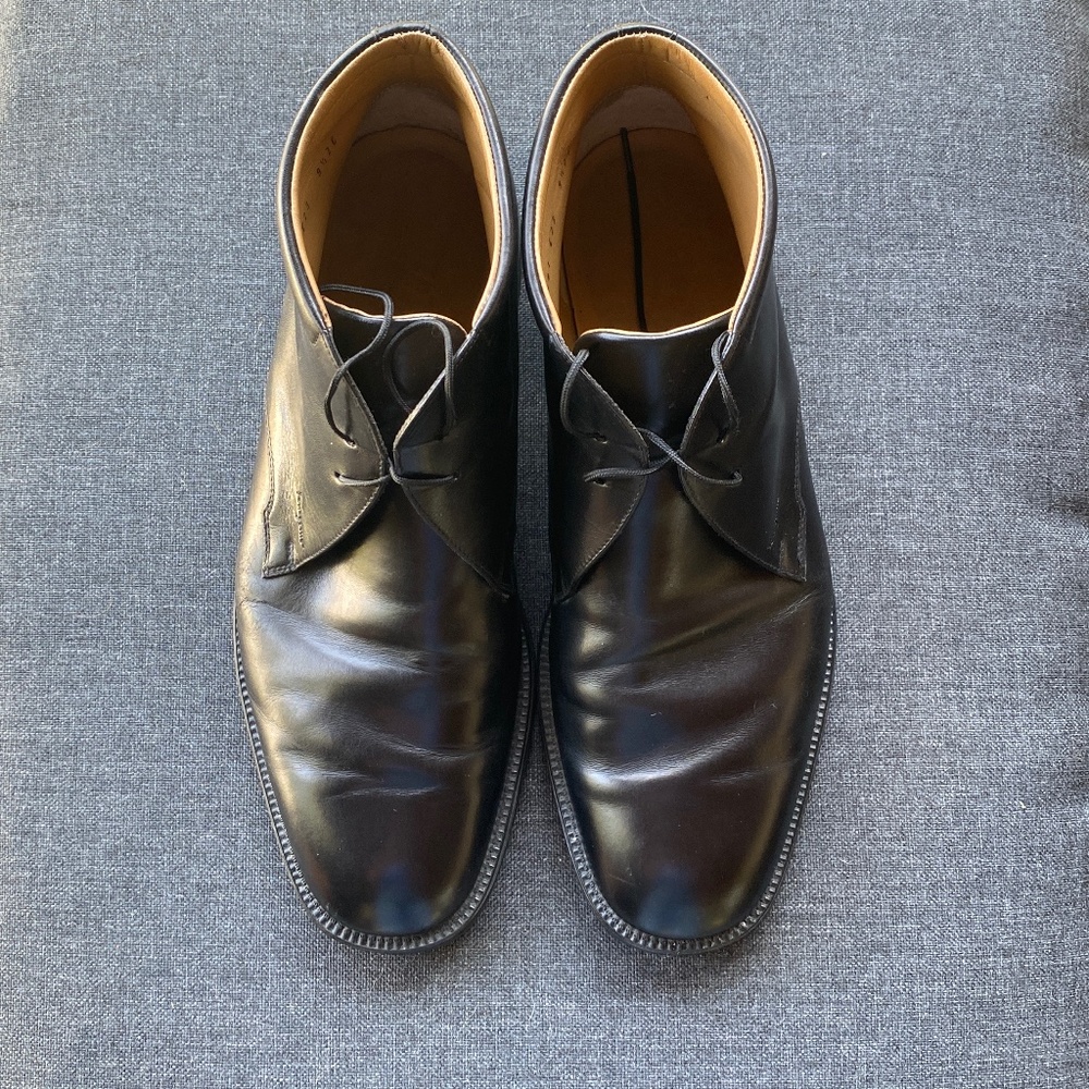 SALVATORE FERRAGAMO Black Leather Chukka Boot, 9.5